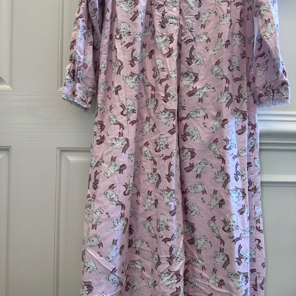Lanz Of Salzburg Pink Flannel Kittens Cats Nightgown Peter Pan Collar Large - Picture 9 of 9